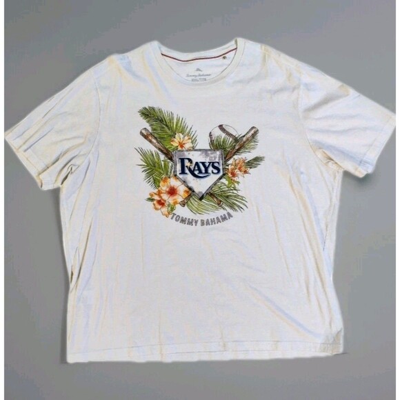 Tommy Bahama Tampa Bay Rays XXXL Mens Plus Size White T Shirt MLB Short Sleeve - Picture 1 of 11
